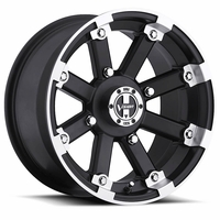 12x8 Vision 393 Lockout Matte Black and Machined Wheel - 4/156