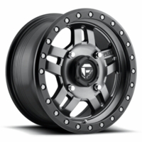 14x7 Fuel Anza D918 Matte Gunmetal w/ Black Beadlock Wheel - 4/156